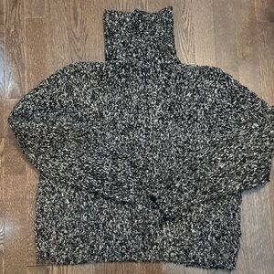 Elegant Black and Gray Turtleneck Sweater